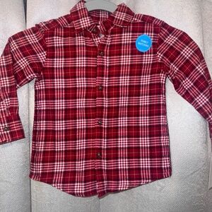Carter's Boys 2T Red Plaid Family Matching Long Sleeve Button Up Christmas NWT
